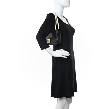 Chanel Lambskin Perforated Medium Single Flap Bag Black White 2 of 11