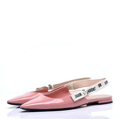 Christian Dior Patent Ribbon J'Adior Slingback Ballet Flats 40 Dusty Candy 3 of 8