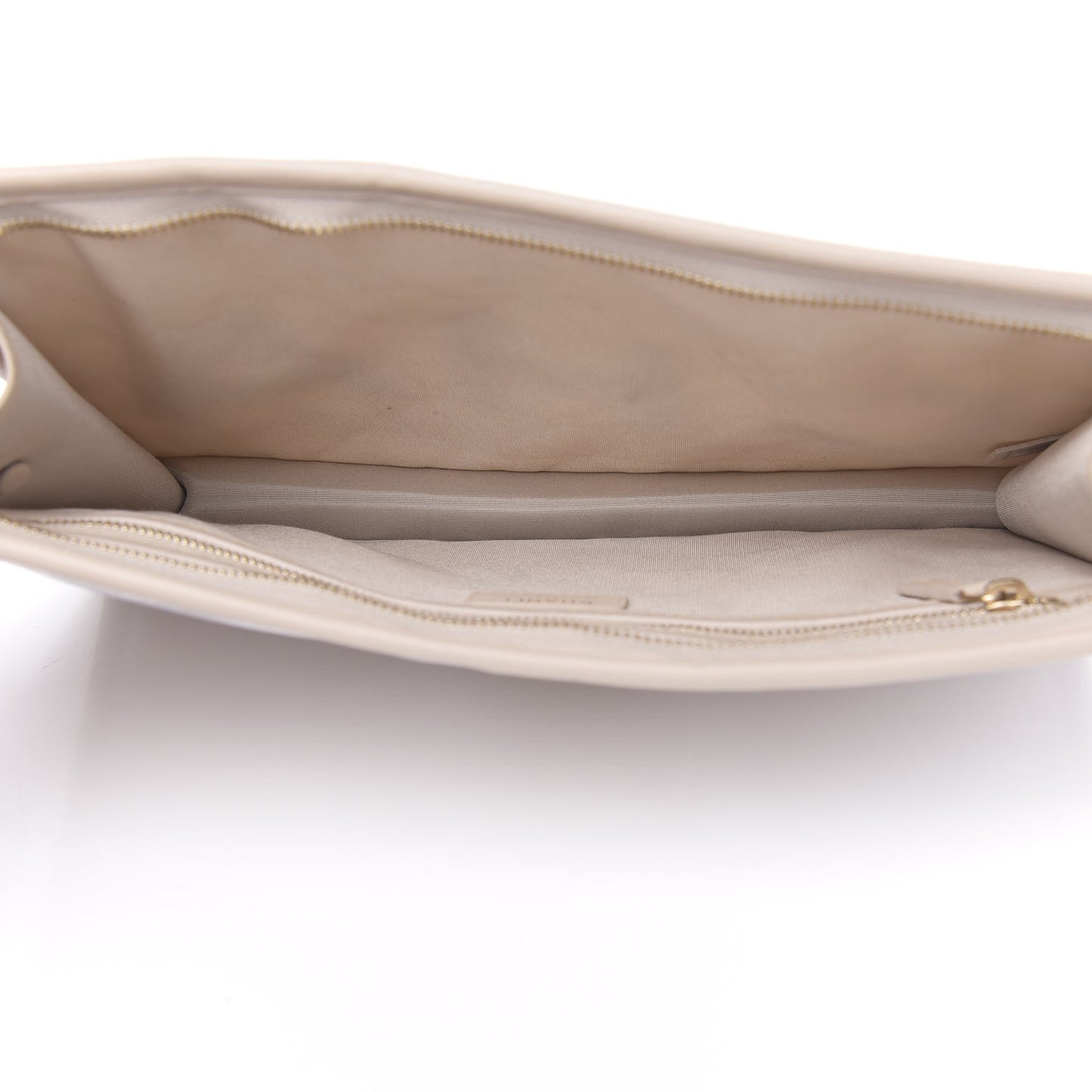 Tweed PVC Lambskin Wristlet Pouch Beige