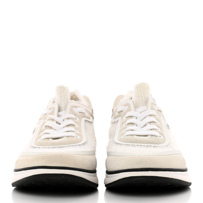 Chanel Fabric Calfskin Suede CC Womens Sneakers 38.5 White 2 of 16