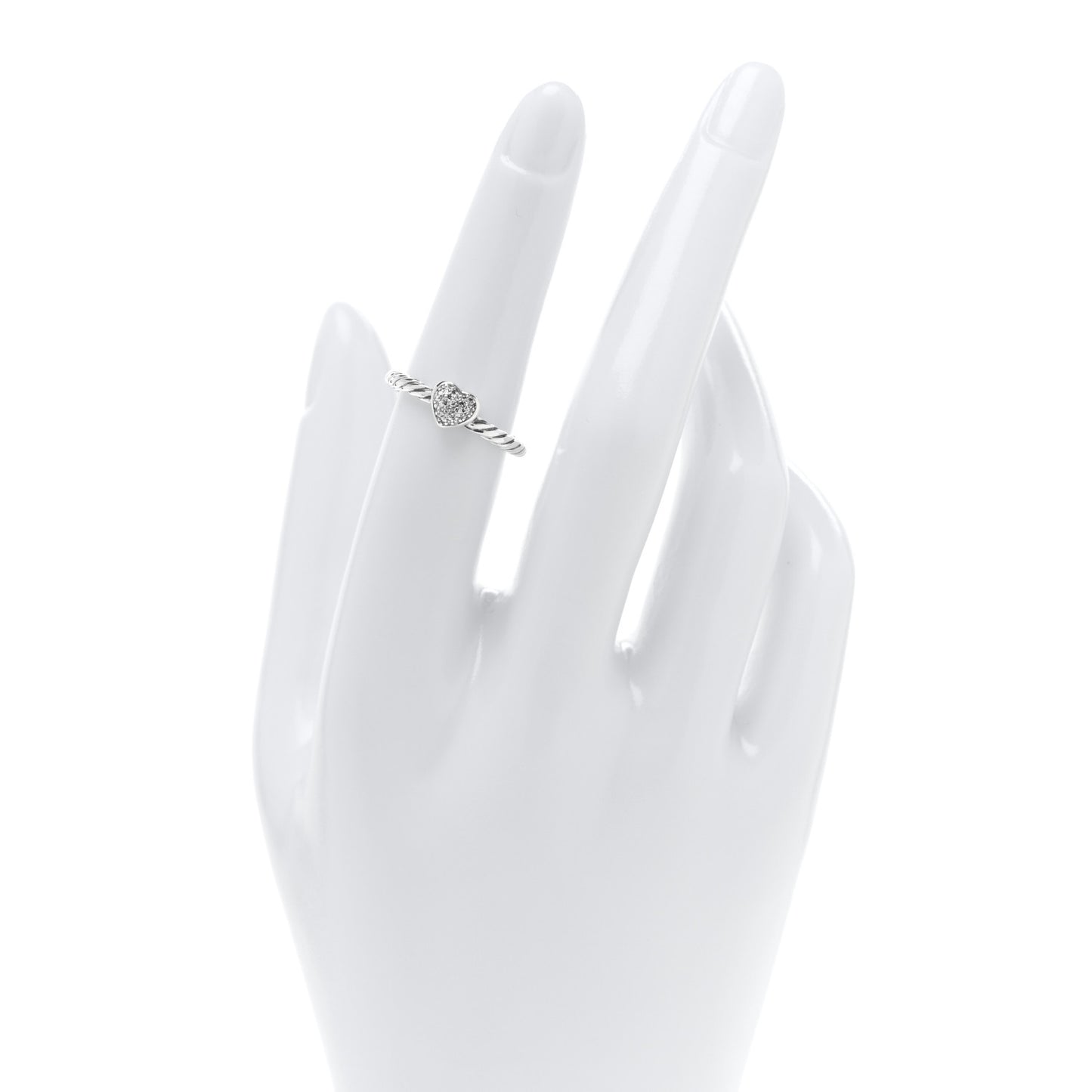 Sterling Silver Diamond Cable Classics Heart Ring 52 6