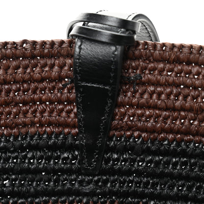 Celine Raffia Striped Calfskin Triomphe Couffin Panier Black Brown 11 of 12