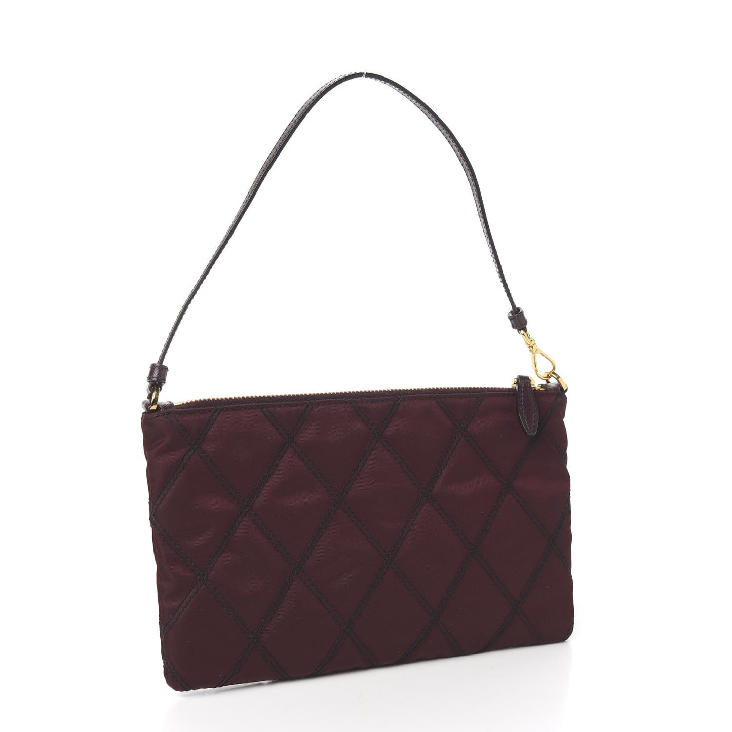 Tessuto Nylon Quilted Pochette Bag Granato