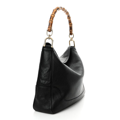Gucci Pebbled Calfskin Medium Diana Bamboo Shoulder Bag Black 3 of 13