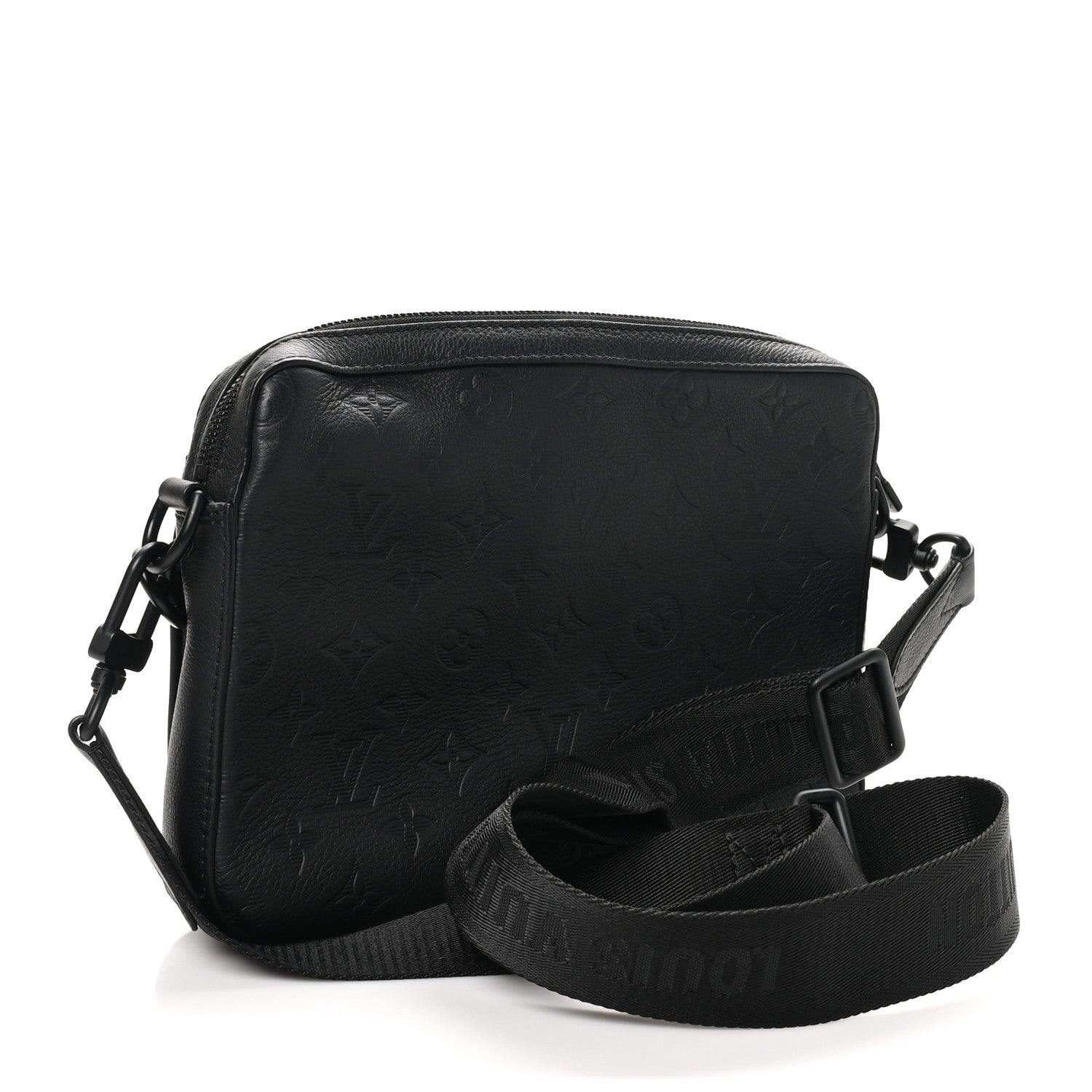 Louis Vuitton Calfskin Monogram Shadow Trio Messenger Black 3 of 10