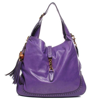 Gucci Leather New Jackie Large Shoulder Bag Purple 1 of 9