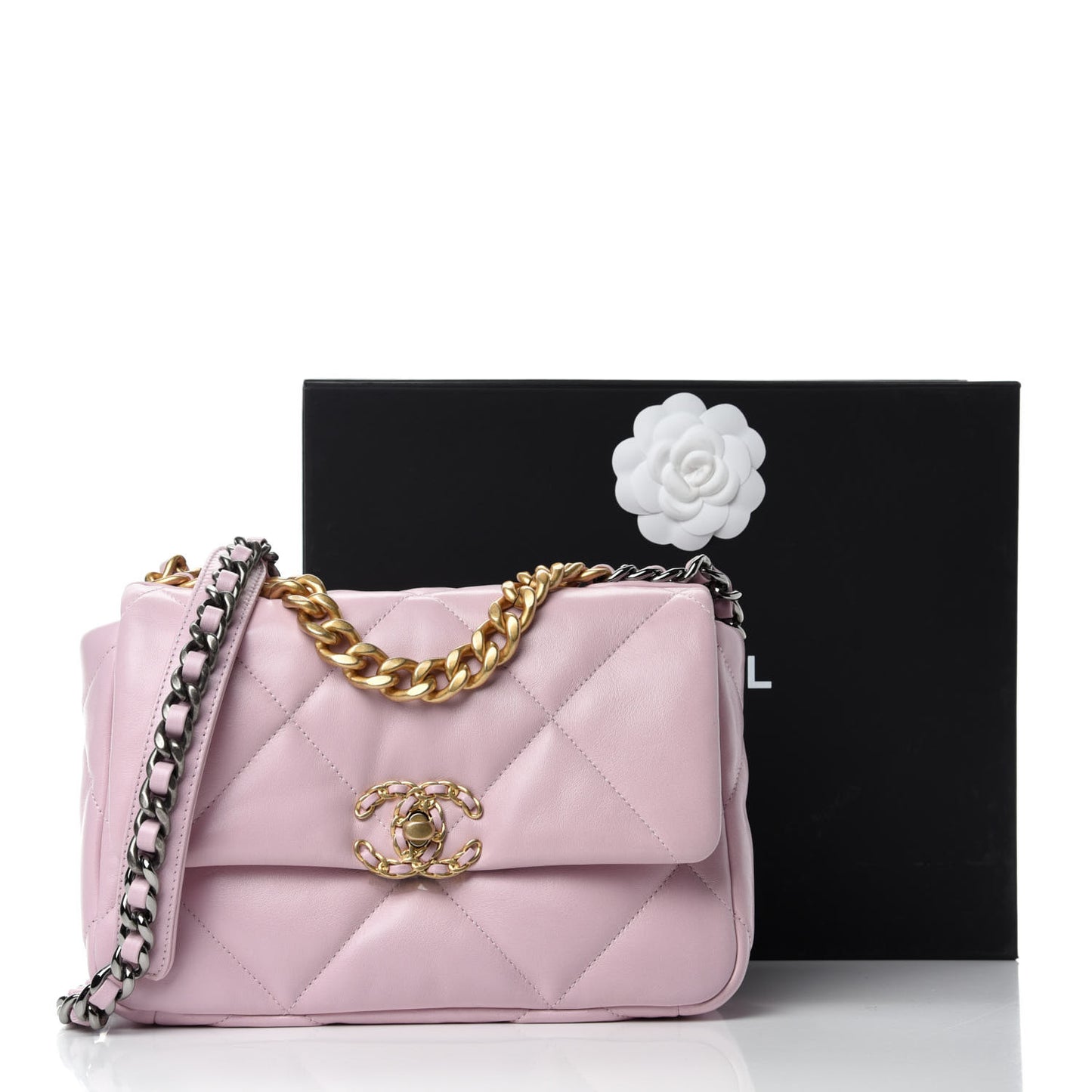 Lambskin Quilted Medium 19 Flap Light Pink