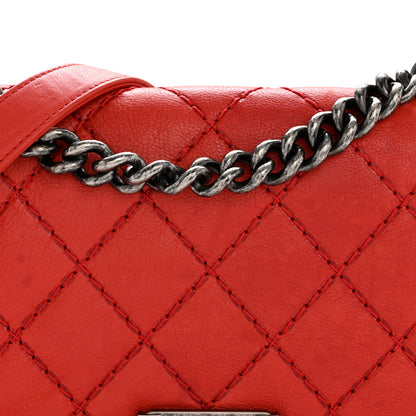 Chanel Calfskin Quilted Double Stitch Medium Boy Flap Red 8 of 14