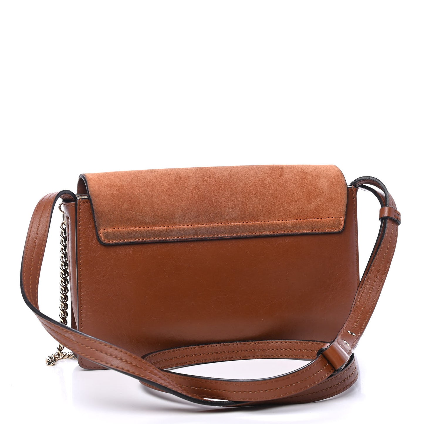 Suede Calfskin Small Faye Shoulder Bag Tobacco