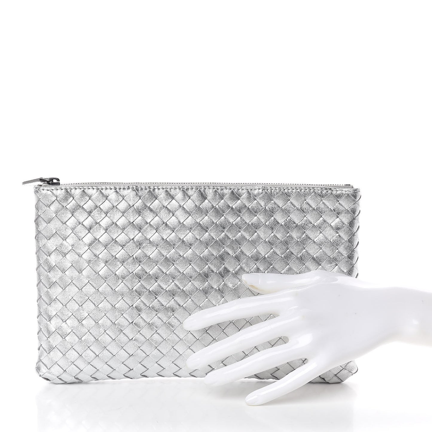 Metallic Grosgrain Intrecciato Biletto Silver
