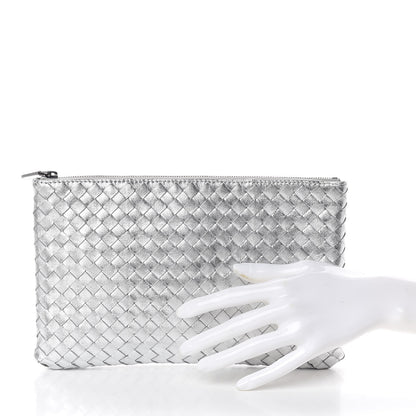 Bottega Veneta Metallic Grosgrain Intrecciato Biletto Silver 2 of 8