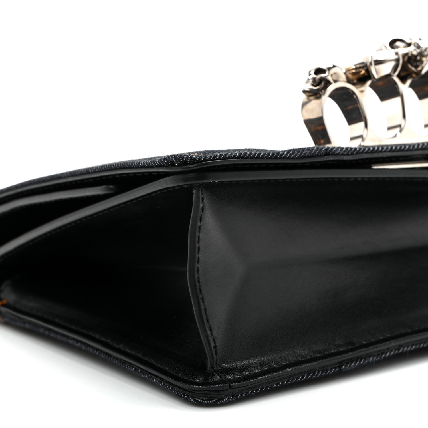 Alexander McQueen Denim Calfskin Small Slash Bag Blue Black 8 of 10