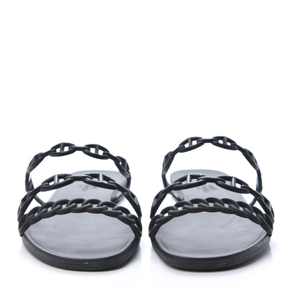 Hermes Rubber Chaine d'Ancre Rivage Sandals 38 Black 2 of 13