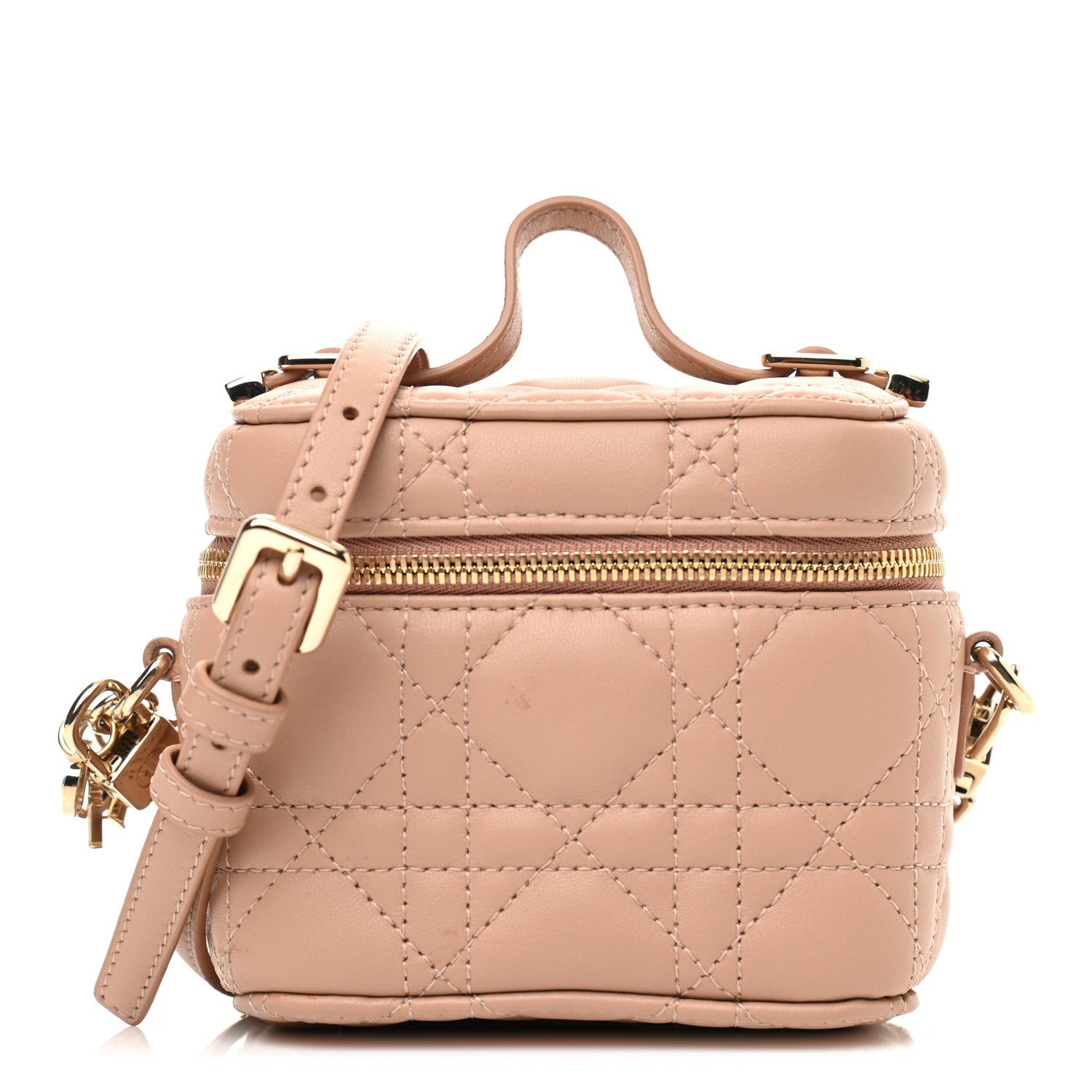 Christian Dior Lambskin Cannage Micro Vanity Case Rose Des Vents 1 of 13