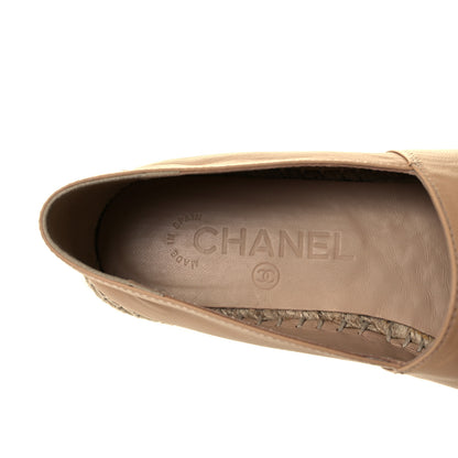 Chanel Lambskin CC Espadrilles 35 Beige Black 9 of 10