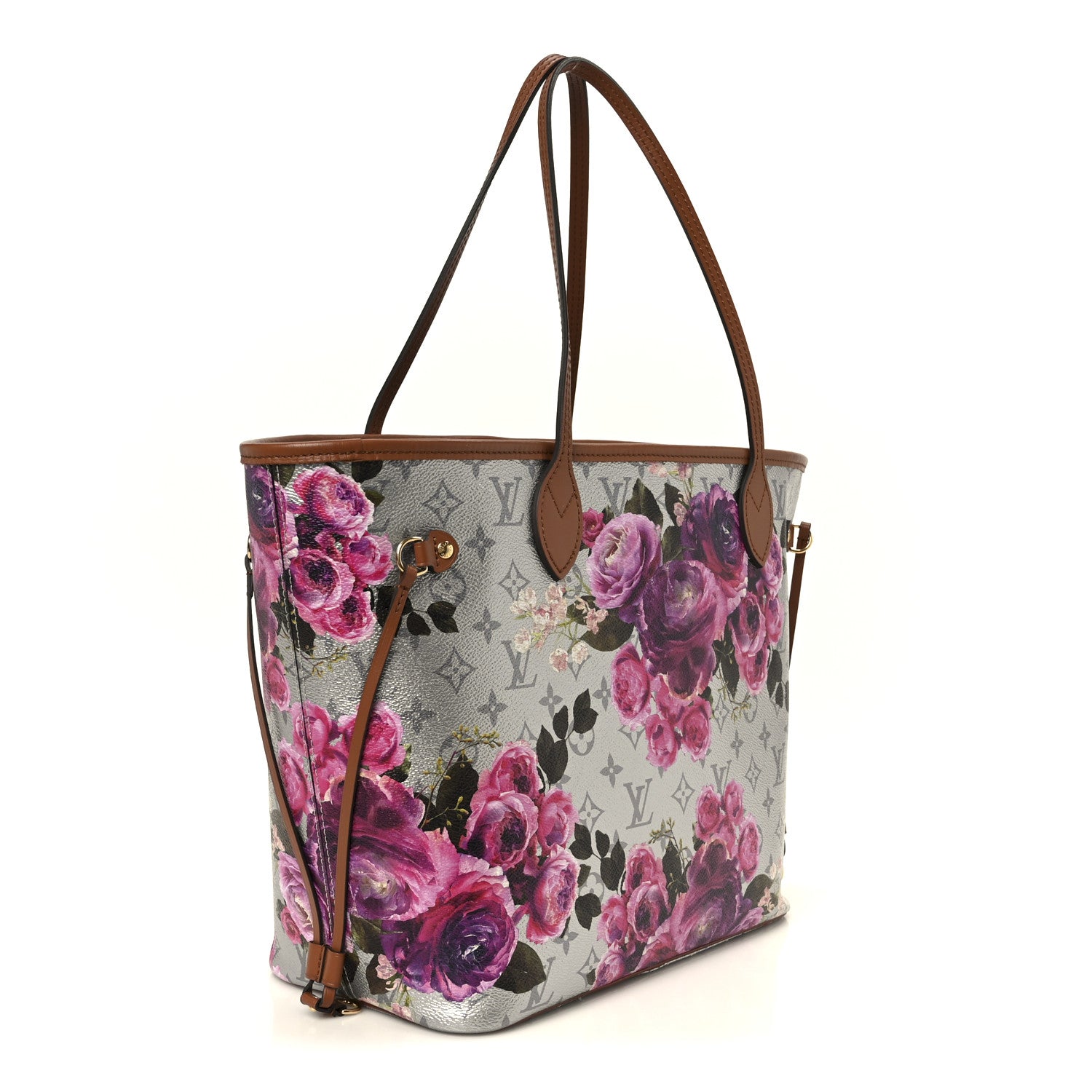 Louis Vuitton Metallic Monogram LV Garden Neverfull MM Silver 4 of 12