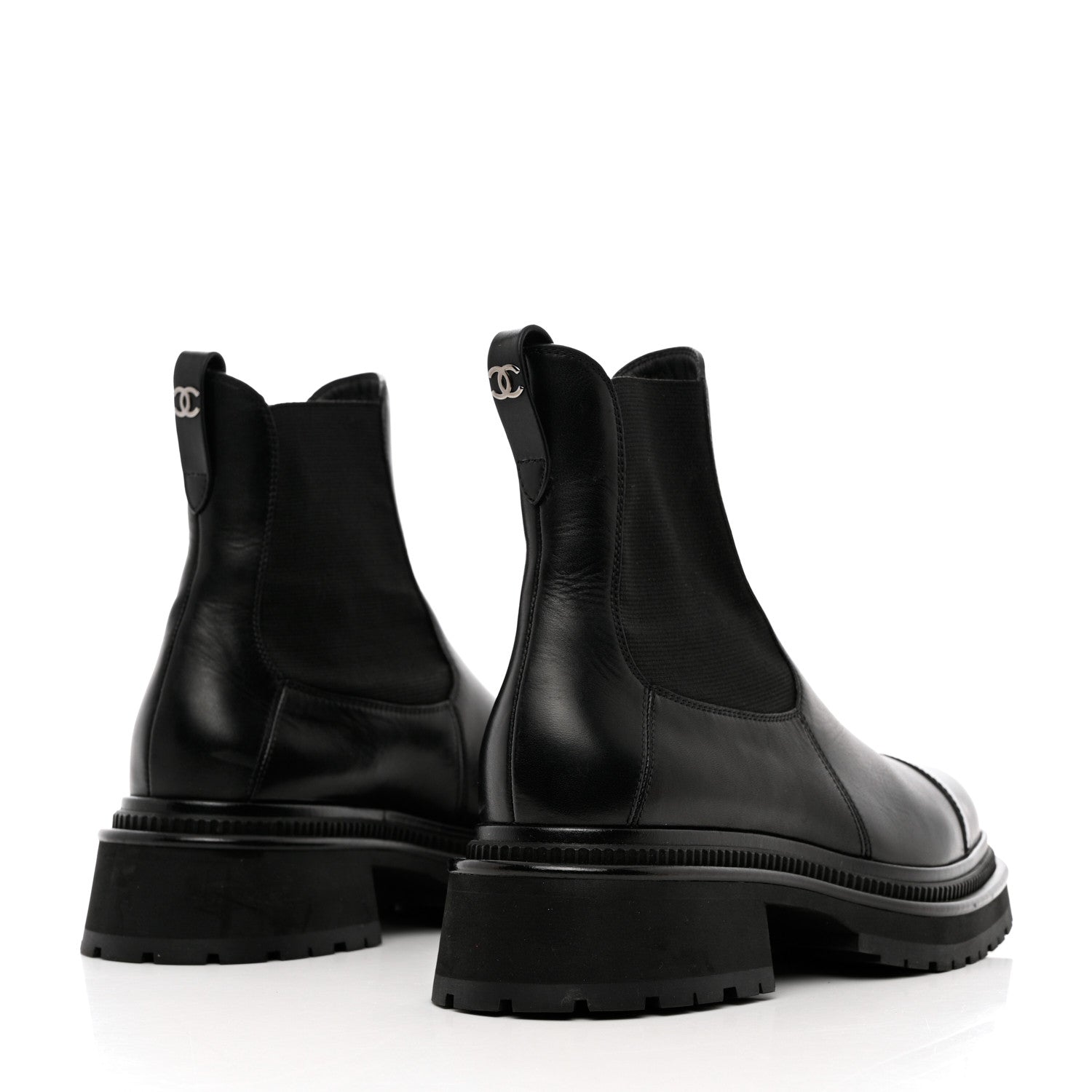 Chanel Calfskin Patent Cap Toe Ankle Boots 39.5 Black 4 of 16