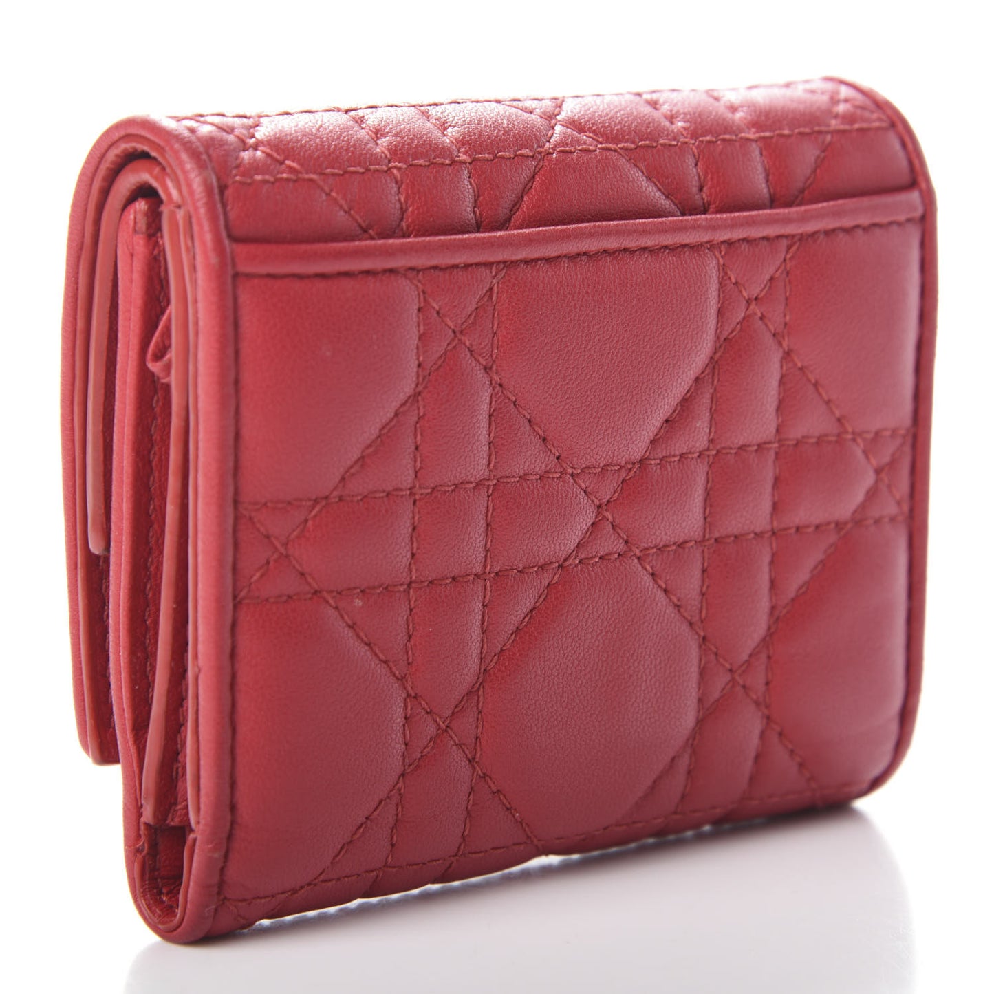 Lambskin Cannage Lady Dior Lotus Wallet Rusty Red