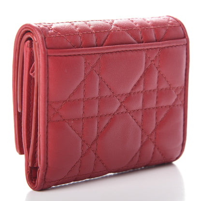 Christian Dior Lambskin Cannage Lady Dior Lotus Wallet Rusty Red 3 of 6