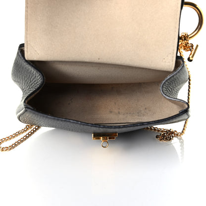 Chloe Grained Calfskin Lambskin Mini Bi-Color Drew Shoulder Bag Black Powder Beige 4 of 8