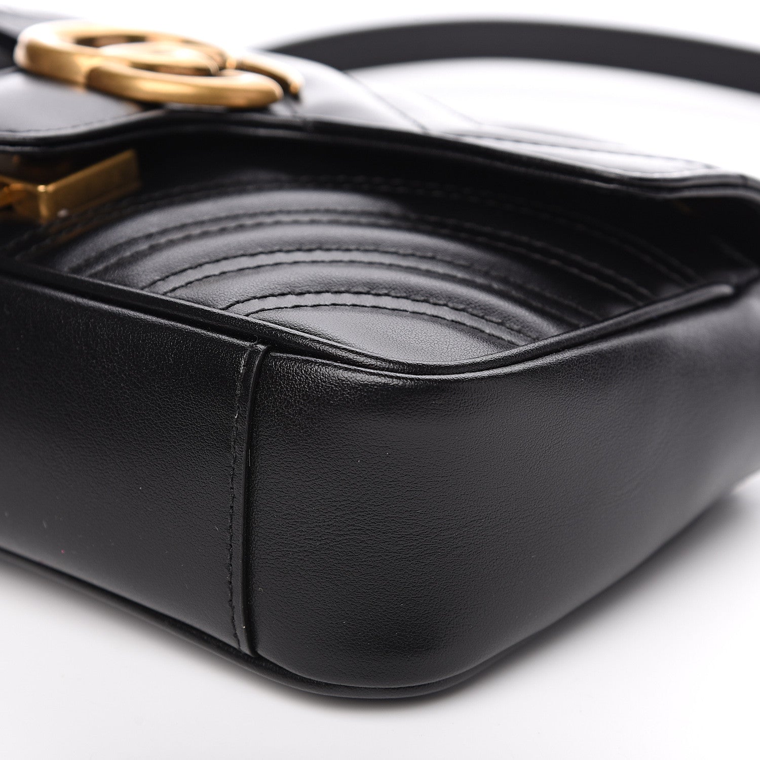 Gucci Calfskin Matelasse Mini GG Marmont Shoulder Bag Black 9 of 9