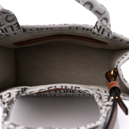 Celine Canvas Calfskin All Over Print Small Cabas Thais White Tan 6 of 9