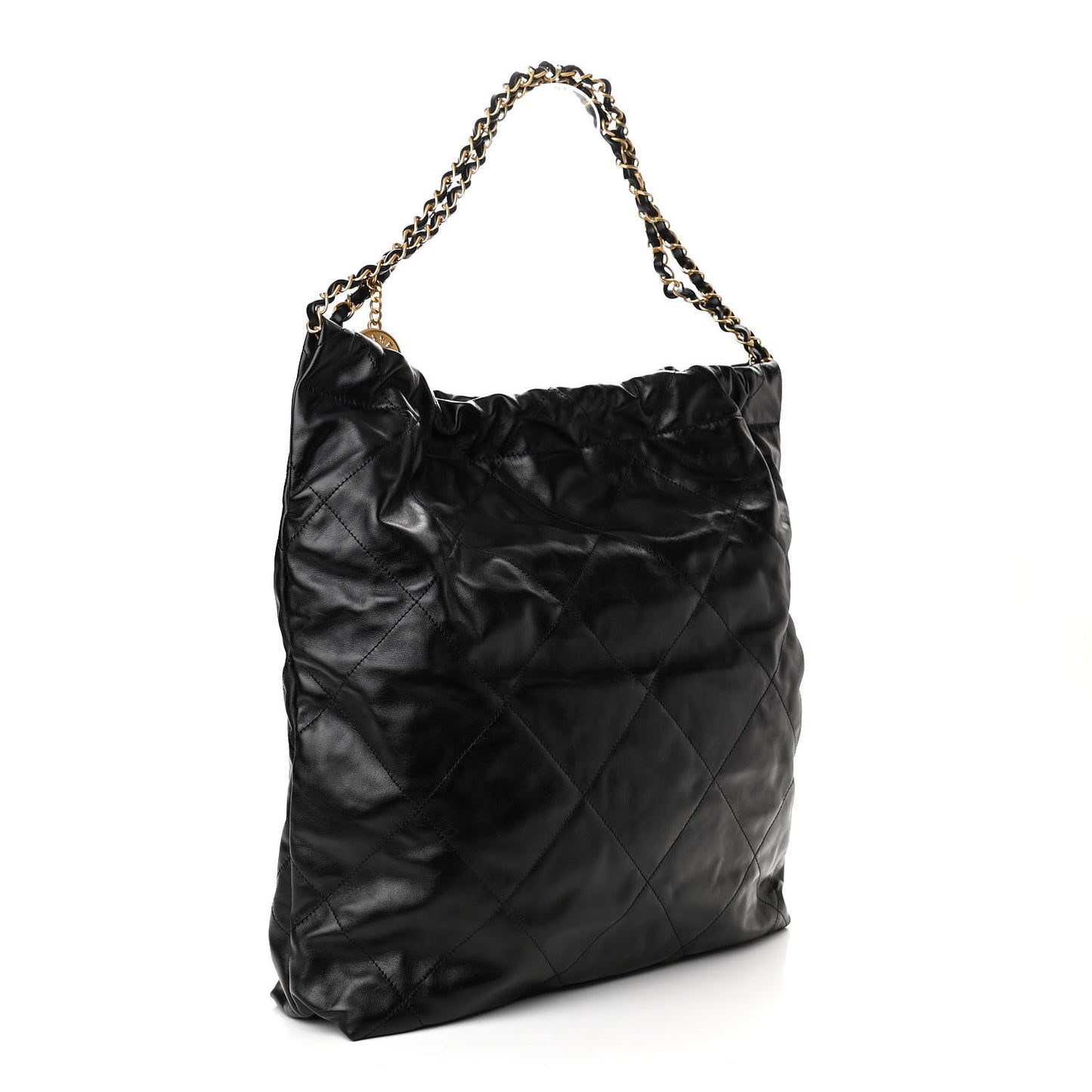 Shiny Calfskin Quilted Chanel 22 Black