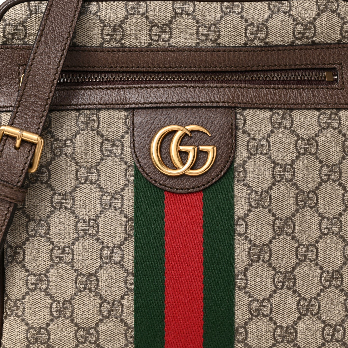 GG Supreme Monogram Web Small Ophidia Messenger Bag Brown