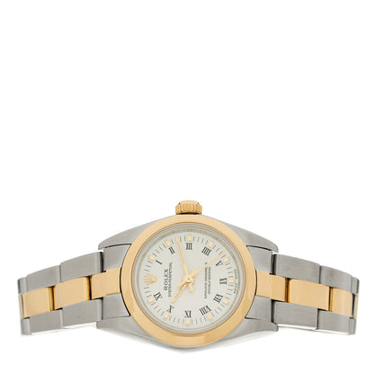 Rolex Stainless Steel 18K Yellow Gold 24mm Oyster Perpetual Watch White Roman 76183 2 of 5