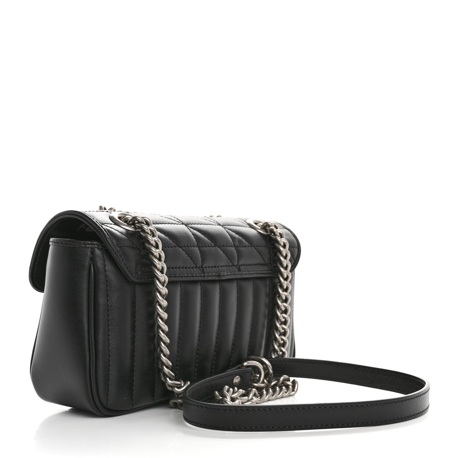 Gucci Calfskin Matelasse Aria Mini GG Marmont Shoulder Bag Black Black 3 of 10
