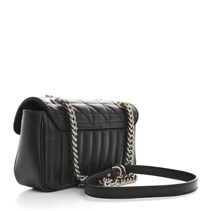 Gucci Calfskin Matelasse Aria Mini GG Marmont Shoulder Bag Black Black 3 of 10