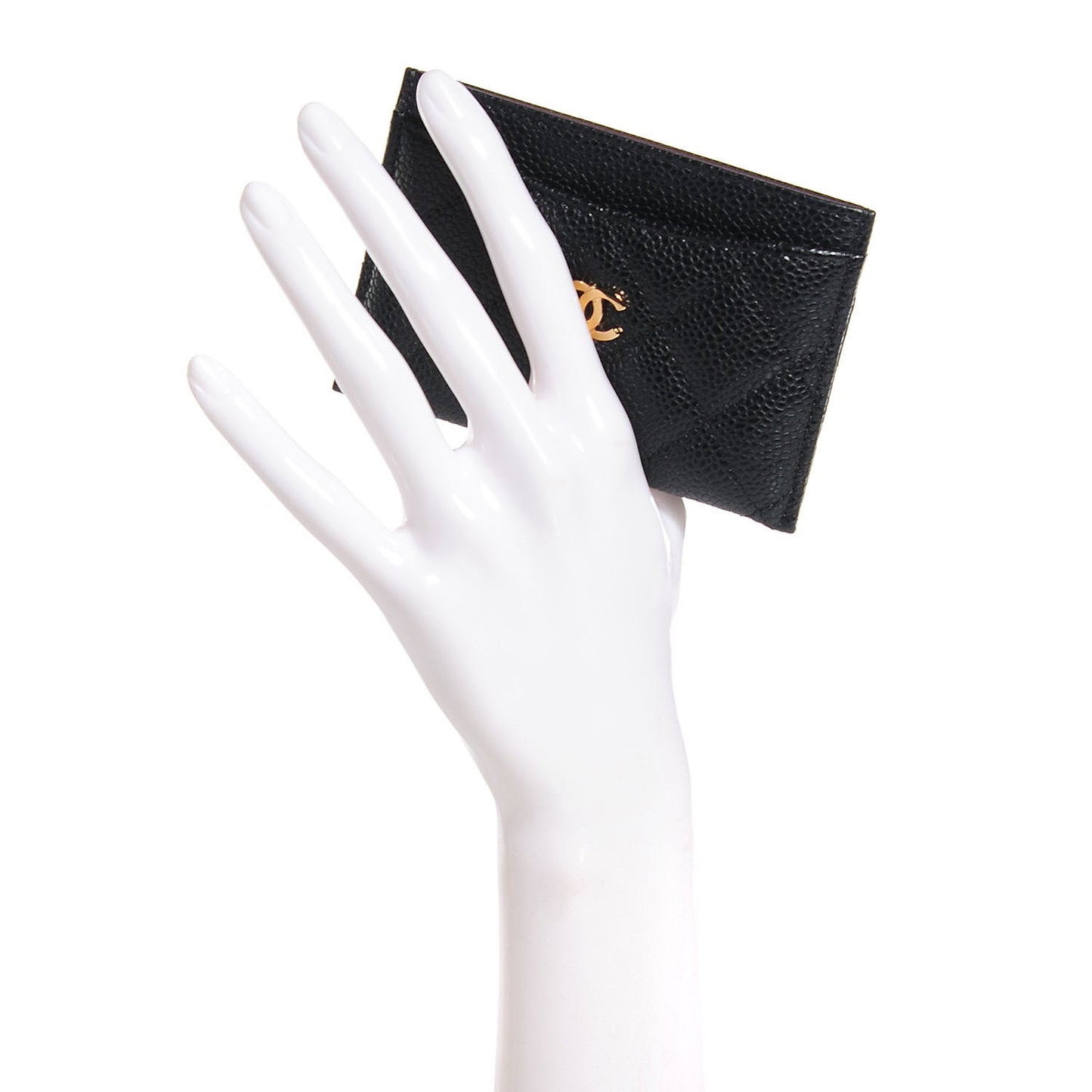 Caviar Quilted Card Holder Black