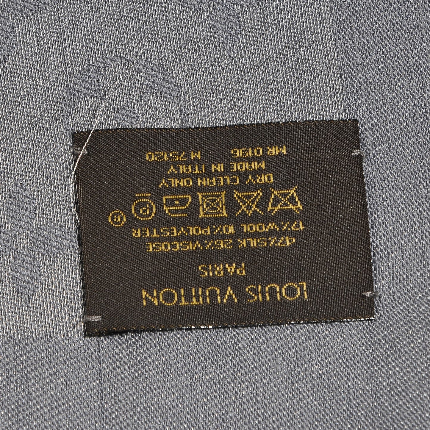 Silk Wool Monogram Shine Shawl Charcoal Grey