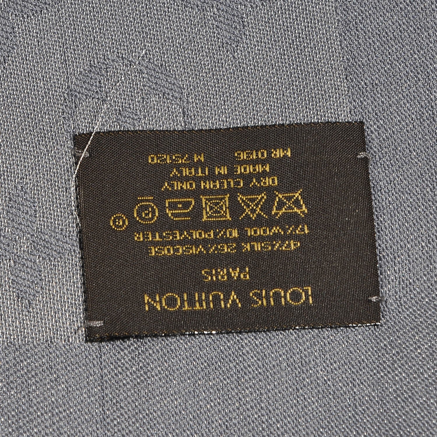 Louis Vuitton Silk Wool Monogram Shine Shawl Charcoal Grey 6 of 7