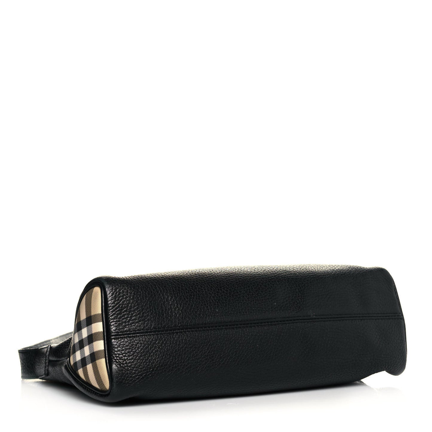 Grainy Calfskin House Check Horn Toggle Shoulder Bag Black