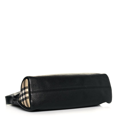 Burberry Grainy Calfskin House Check Horn Toggle Shoulder Bag Black 3 of 10