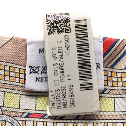 Hermes Silk Brides et Gris Twilly Rose Poudre Bleu Gris 3 of 4