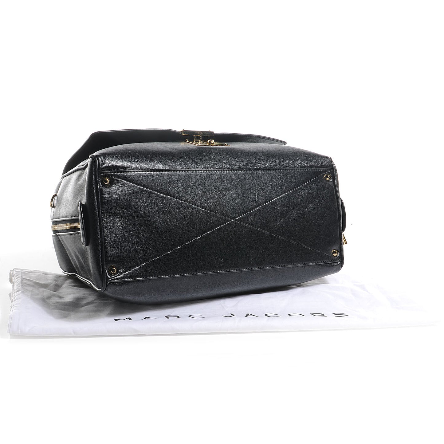 Leather Bi-Color Frankie Zip Satchel Black Chestnut