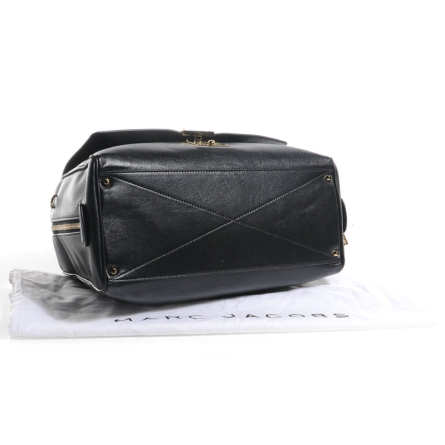 Marc Jacobs Leather Bi-Color Frankie Zip Satchel Black Chestnut 4 of 8