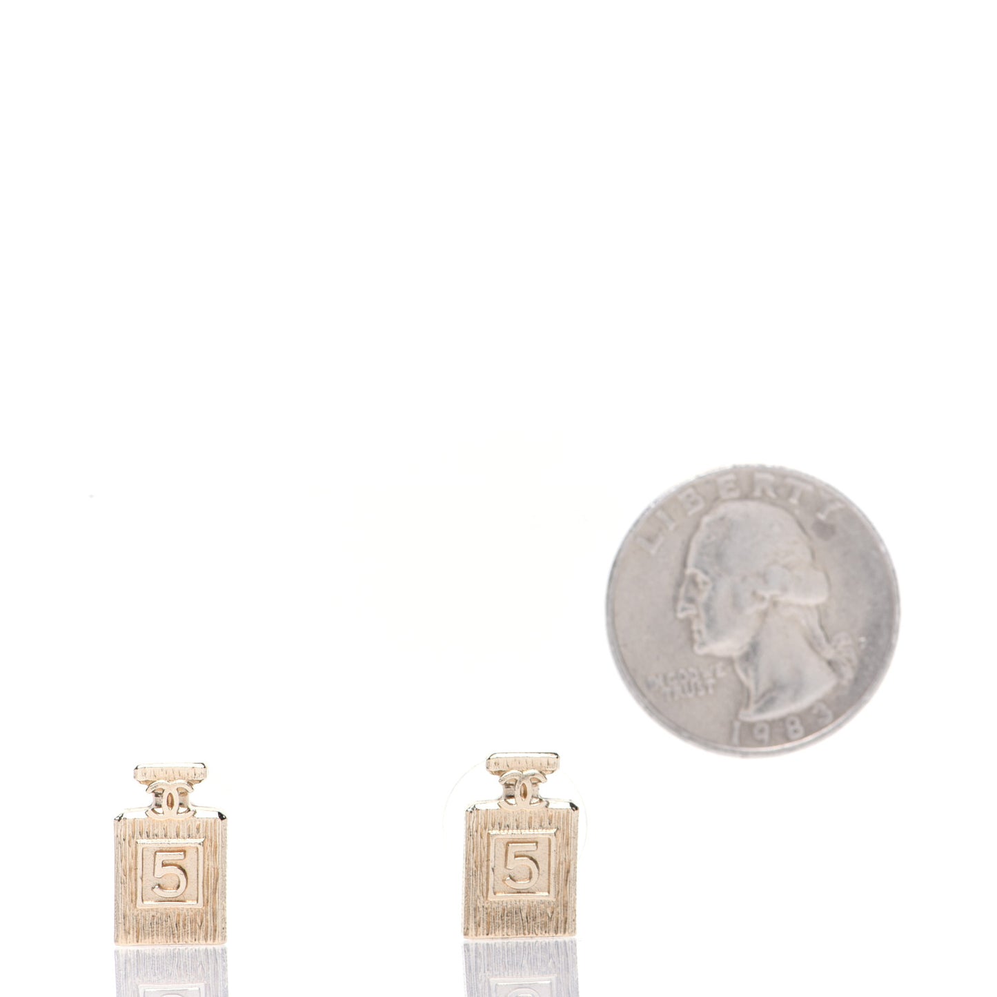 Coco No 5 Perfume Bottle Earrings Gold