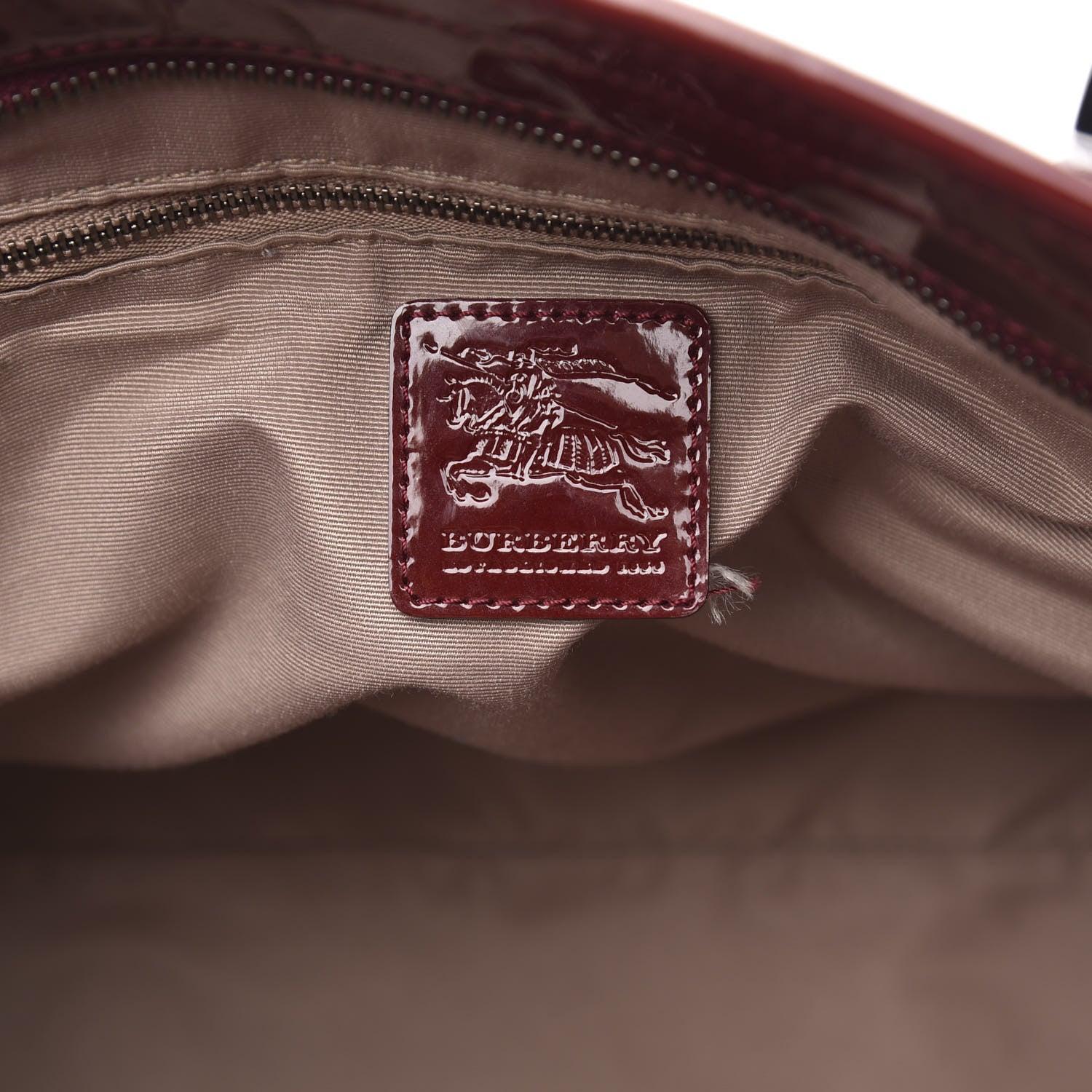 Burberry Patent Nova Check Medium Denham Tote Dark Red 6 of 11
