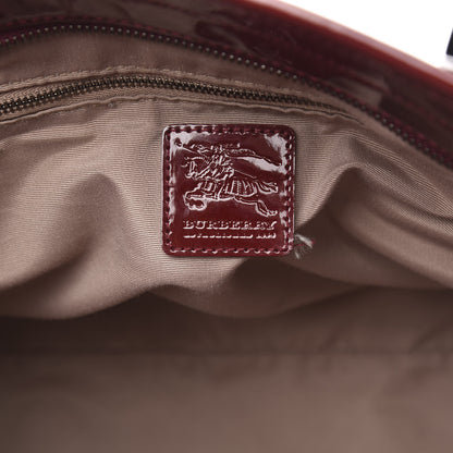 Burberry Patent Nova Check Medium Denham Tote Dark Red 6 of 11