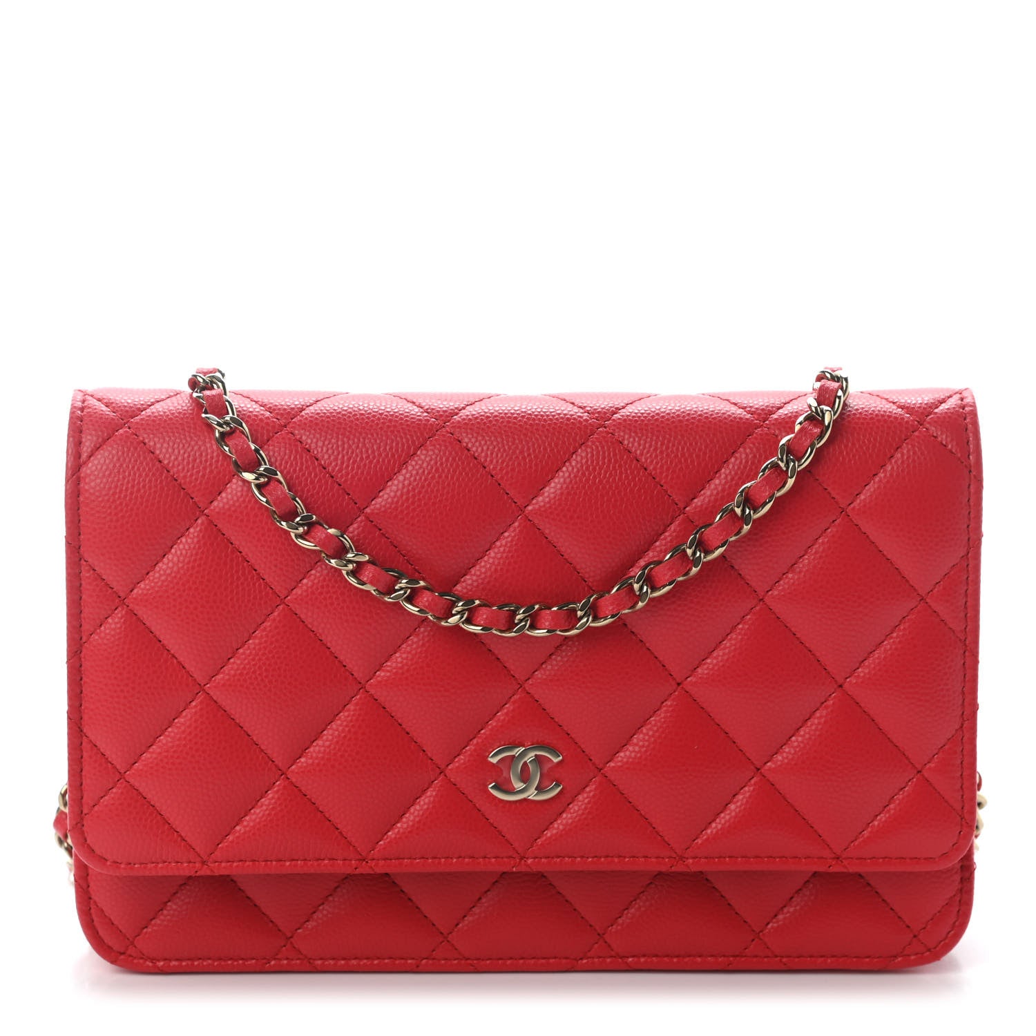 Chanel Caviar Quilted Wallet On Chain WOC Red 1 of 9