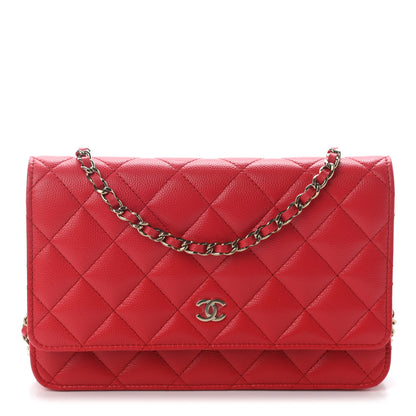 Chanel Caviar Quilted Wallet On Chain WOC Red 1 of 9
