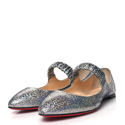 Christian Louboutin Nappa Mica Gil Mary Jane Ballet Flats 38.5 Silver 3 of 7