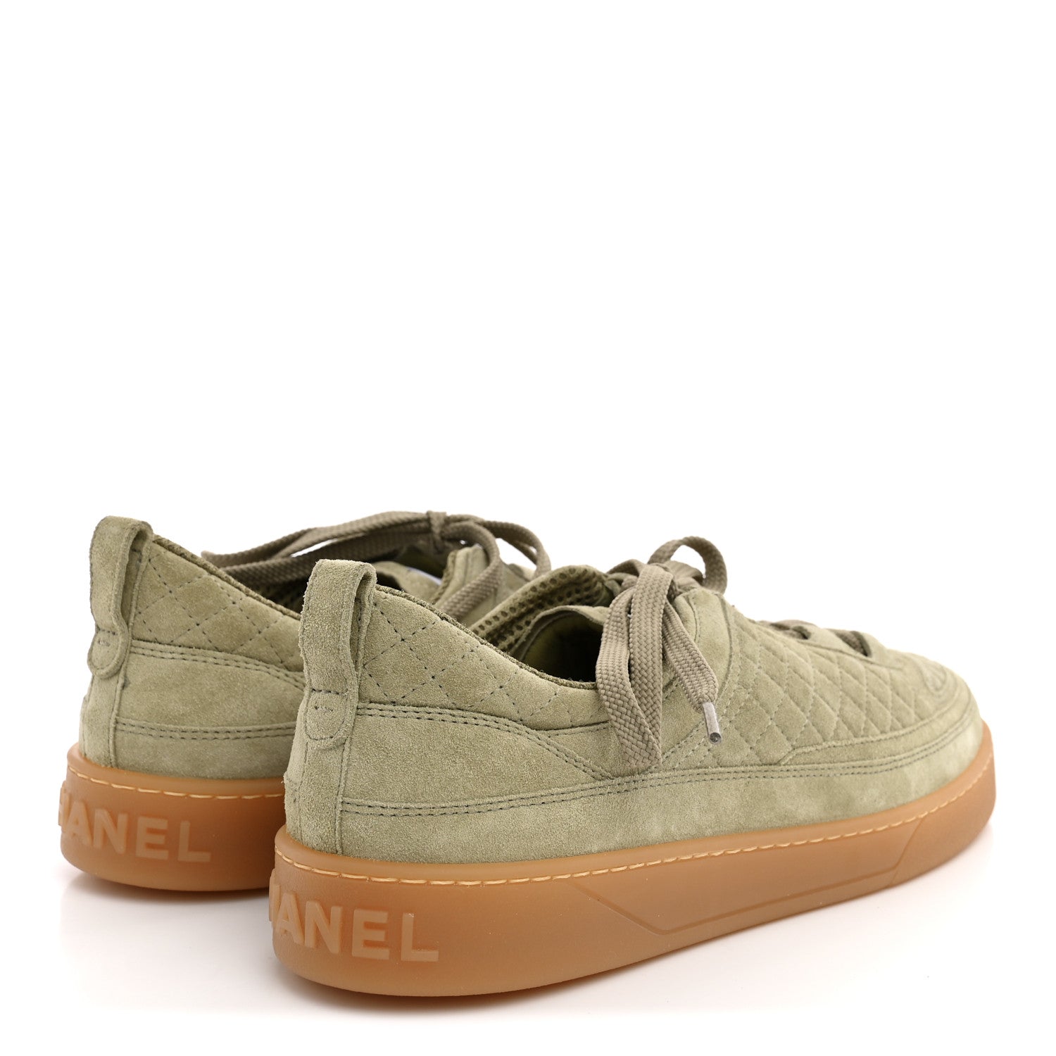 Chanel Suede Calfskin Low Top Sneakers 41 Khaki 5 of 9
