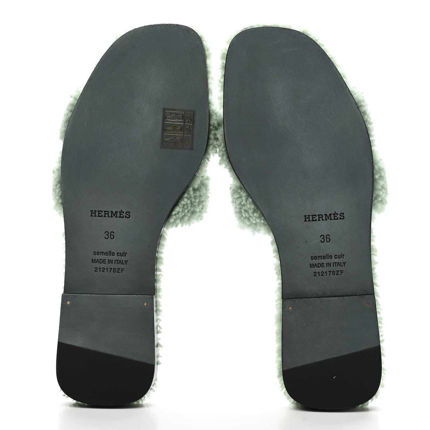Hermes Woolskin Oran Sandals 36 Vert D'Eau 5 of 8