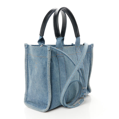 Balenciaga Washed Frayed Denim Logo Small Hardware Tote Blue 3 of 13