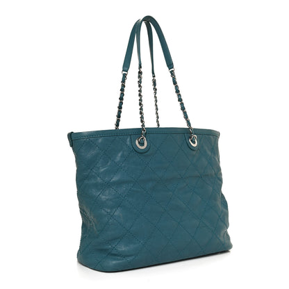 Chanel Grained Calfskin Quilted Small Daily Shopping Tote Turquoise 2 of 9