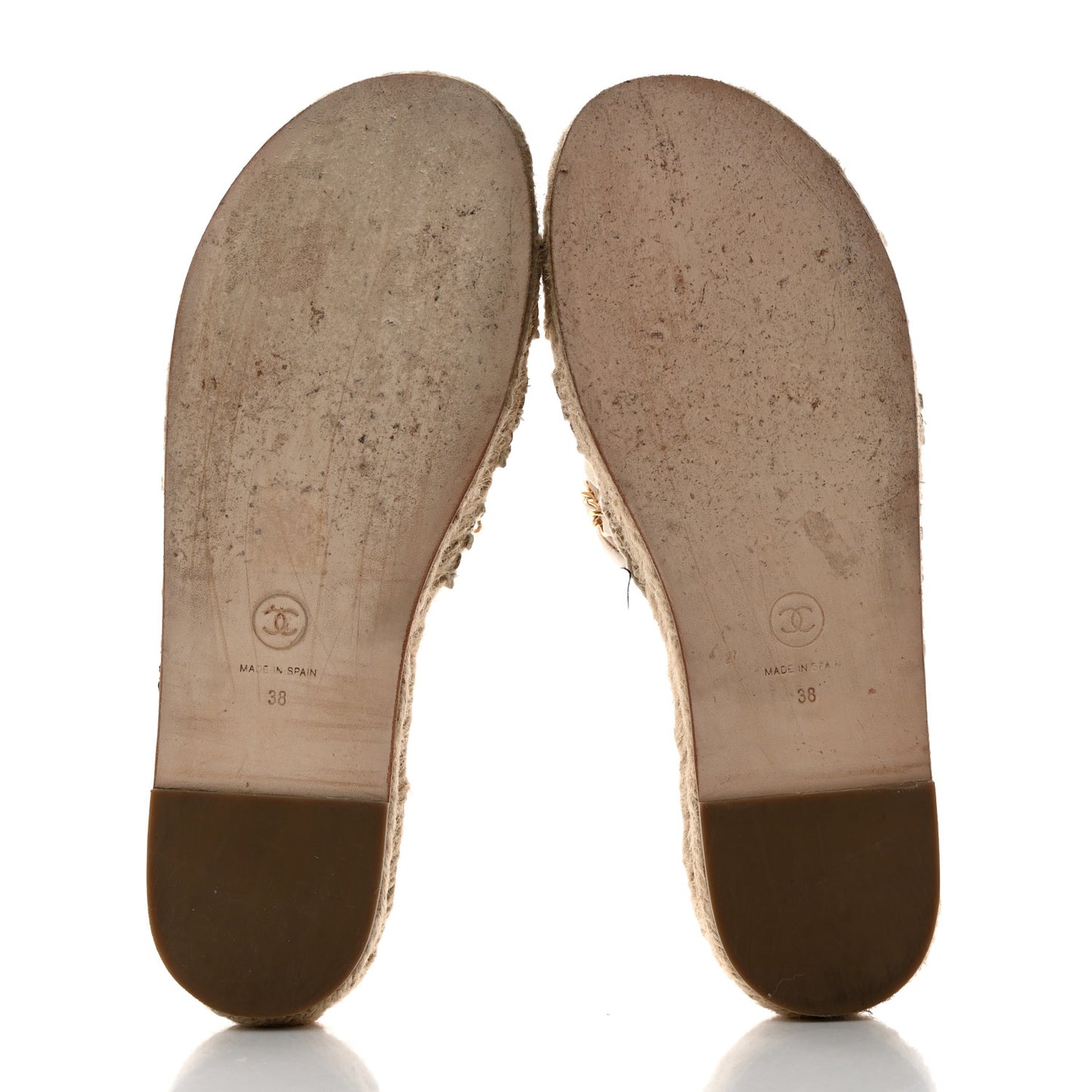 Lambskin Chain Espadrille Slip On Sandals 38 White